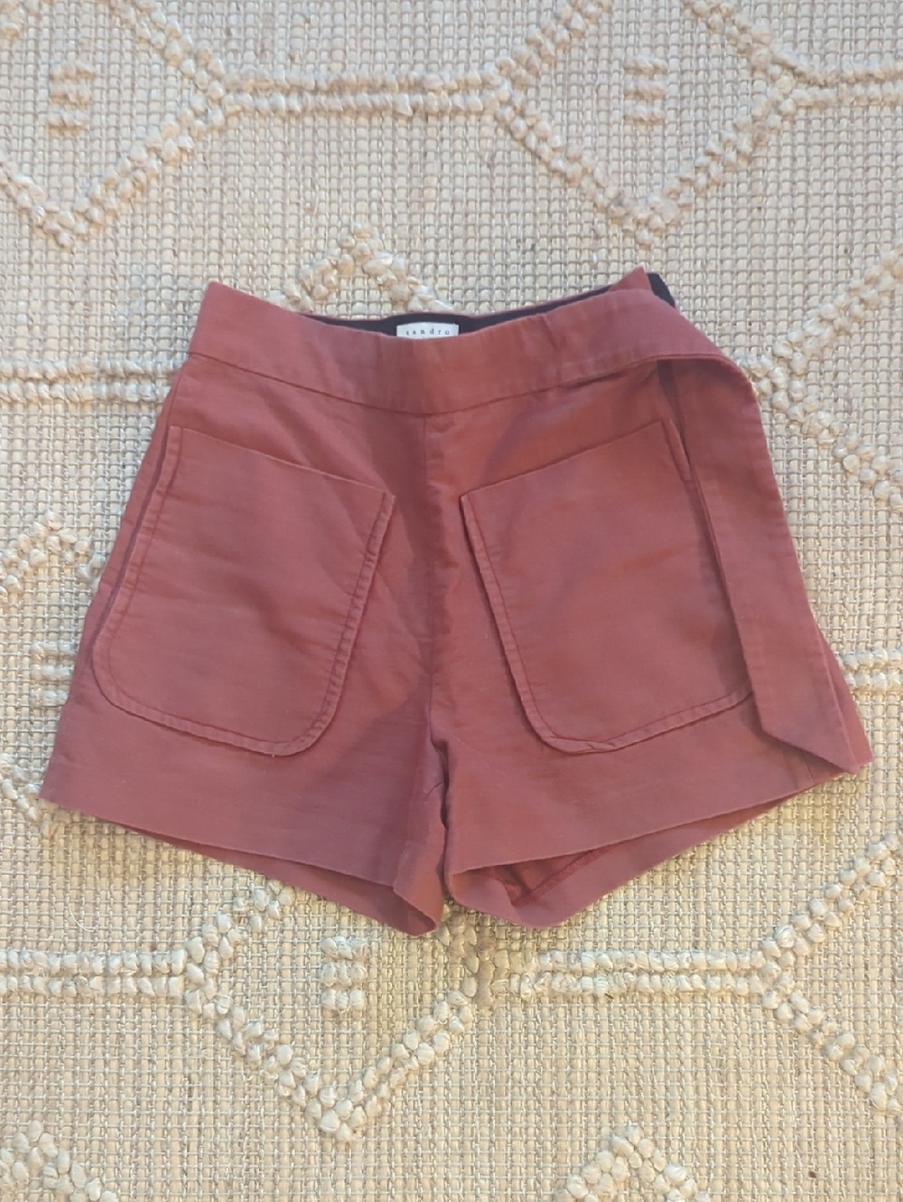 Sandro High Rise Mini Shorts Size Small (36) | Red Tailored